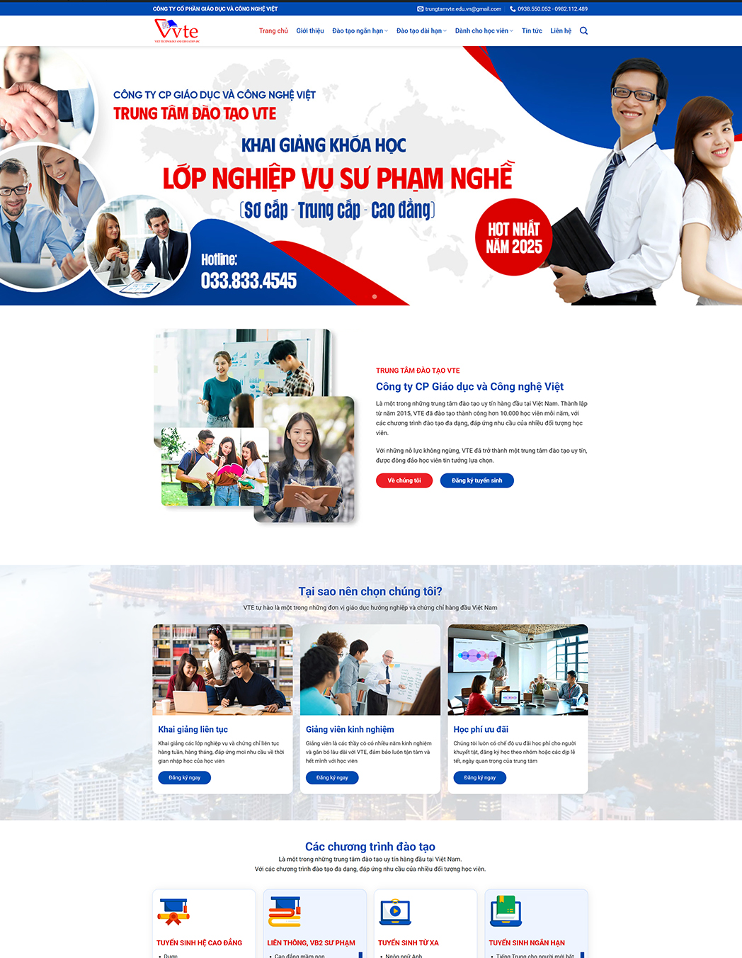 Mẫu web trung tâm đào tạo nghề